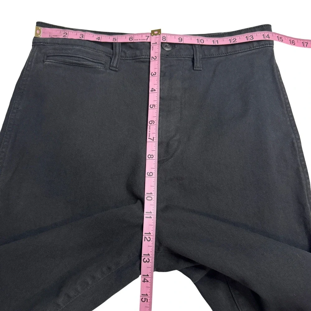 Quince Women's Black Crop Pants 28 High Rise Wide Leg Utility Pockets Casual - Picture 8 of 9